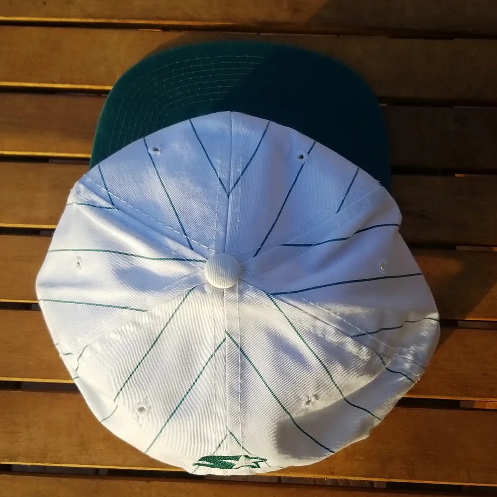 STARTER MLB Oakland Athletics Script Pin Stripe Snapback Hat Vintage Rare - Picture 6 of 11